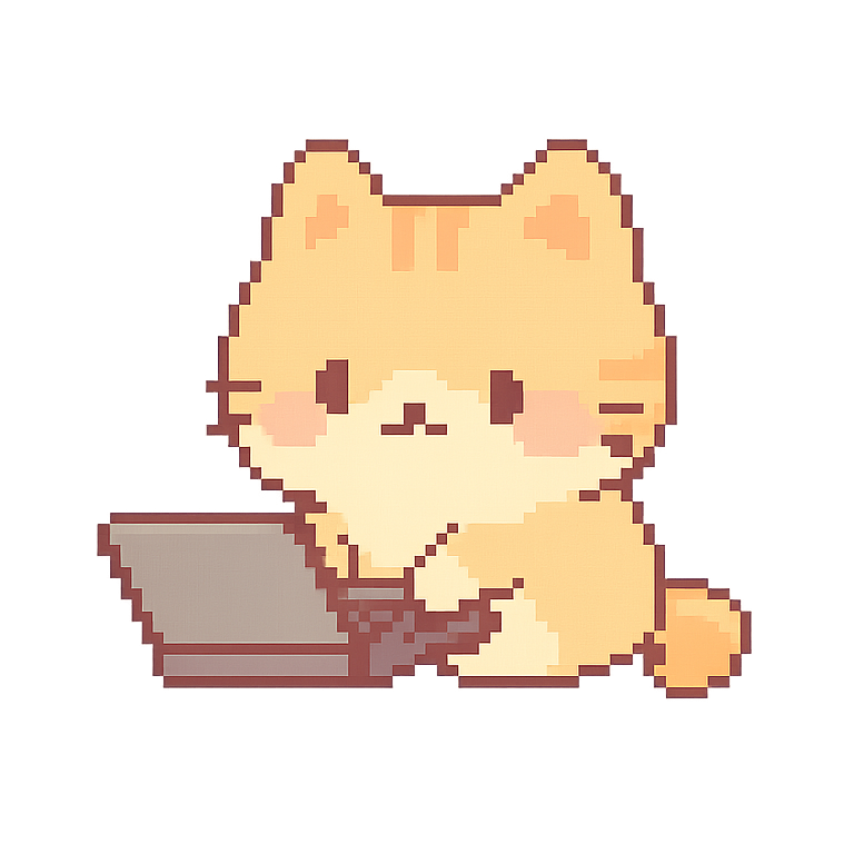 Cute pixel cat typing